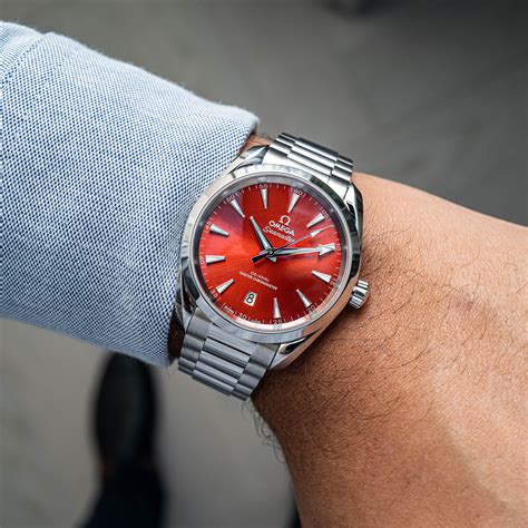 omega watches red|omega aqua terra red dial.